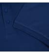 Thumbnail Close-up of blue polo sleeve and button placket.
