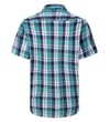 Thumbnail Back view of sage green short sleeve check shirt.
