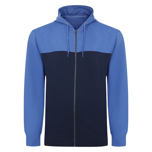 Bigdude Color Block Zipped Hoody Navy/Royal Blue Tall