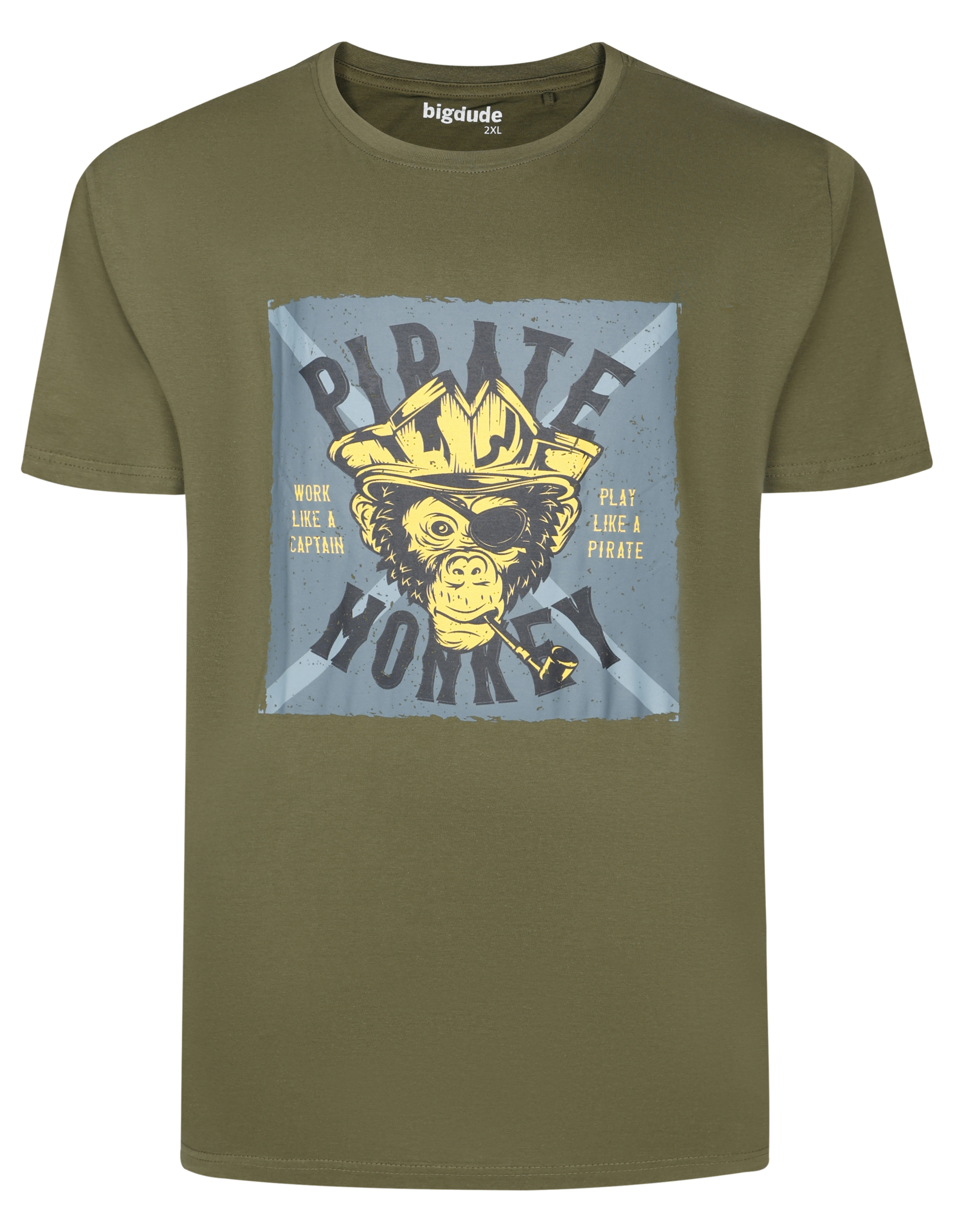 PUNPEE & BIM Tシャツ (Designed by MANKEY) Bigdude Pirate Monkey Print T-Shirt Khaki | BigDude