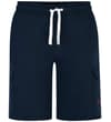 Thumbnail Front view of navy cargo shorts with white drawstring.