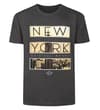 Thumbnail Charcoal crew neck T-shirt with large New York print front.