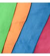 Thumbnail Close-up of green, apricot, blue and pink T-shirt hems.