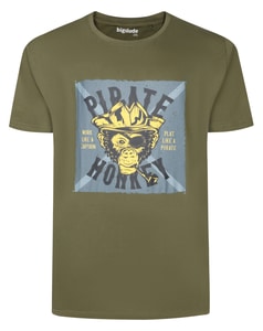 Bigdude Pirate Monkey Print T-Shirt Khaki Tall