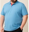 Thumbnail Bright blue polo shirt shown worn at an angle.