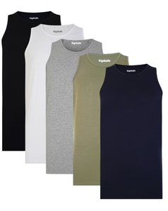Bigdude 5 Pack Plain Tank Tops Multi