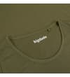 Thumbnail Close-up of the olive tank top crew neck with logo.