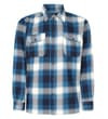 Thumbnail Teal check overshirt front flat view with chest pockets.