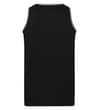 Thumbnail Black tank top with sage green piping, back view.