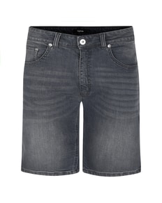 Bigdude Stretch Denim Shorts With Whiskers Grey Wash