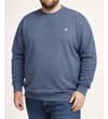Thumbnail Dark denim tall crew neck sweatshirt, front view on model.