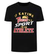 Thumbnail Black T-shirt with Taco sport slogan graphic, front view.