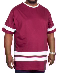 Bigdude Contrast Stripe T-Shirt Burgundy